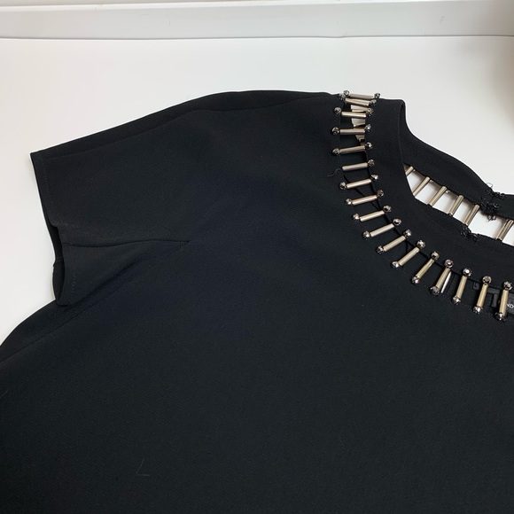 St. John Couture Black Hand Beaded Tunic Blouse - Picture 2 of 8